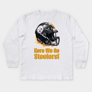 Pittsburgh Steelers Helmet Kids Long Sleeve T-Shirt